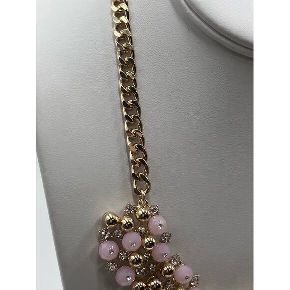 Lilly Pulitzer Pink "Pop The Bubbly" Beaded Rhinestone Gold Tone Necklace New - Picture 4 of 8